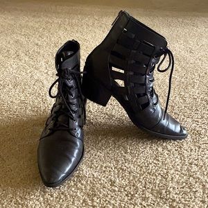 Treasure & Bond Black Leather Cut Out Booties